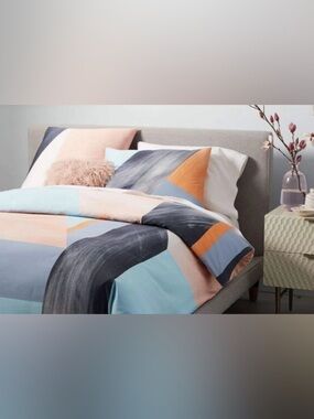 NWT West Elm Sateen Brushstroke Collage Queen Duvet Cover